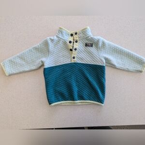 L.L. Bean Kids Quilted Pullover Hoodie in Light Gray and Teal